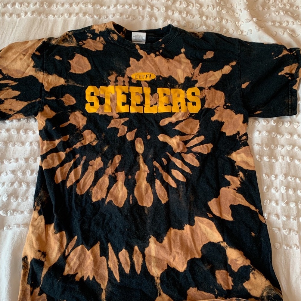 Steelers Black Tie Dye Football T-Shirt
